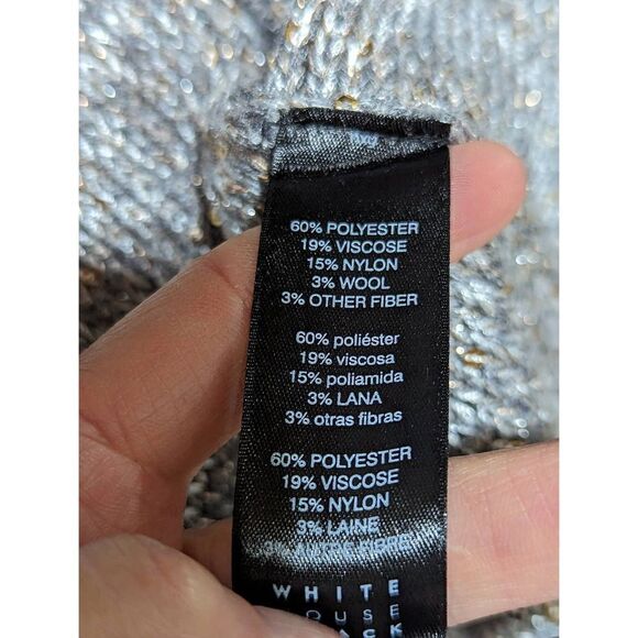 WHBM Women's Silver Knit With Gold Sequins Open-Front Cardigan Size S - Picture 6 of 6